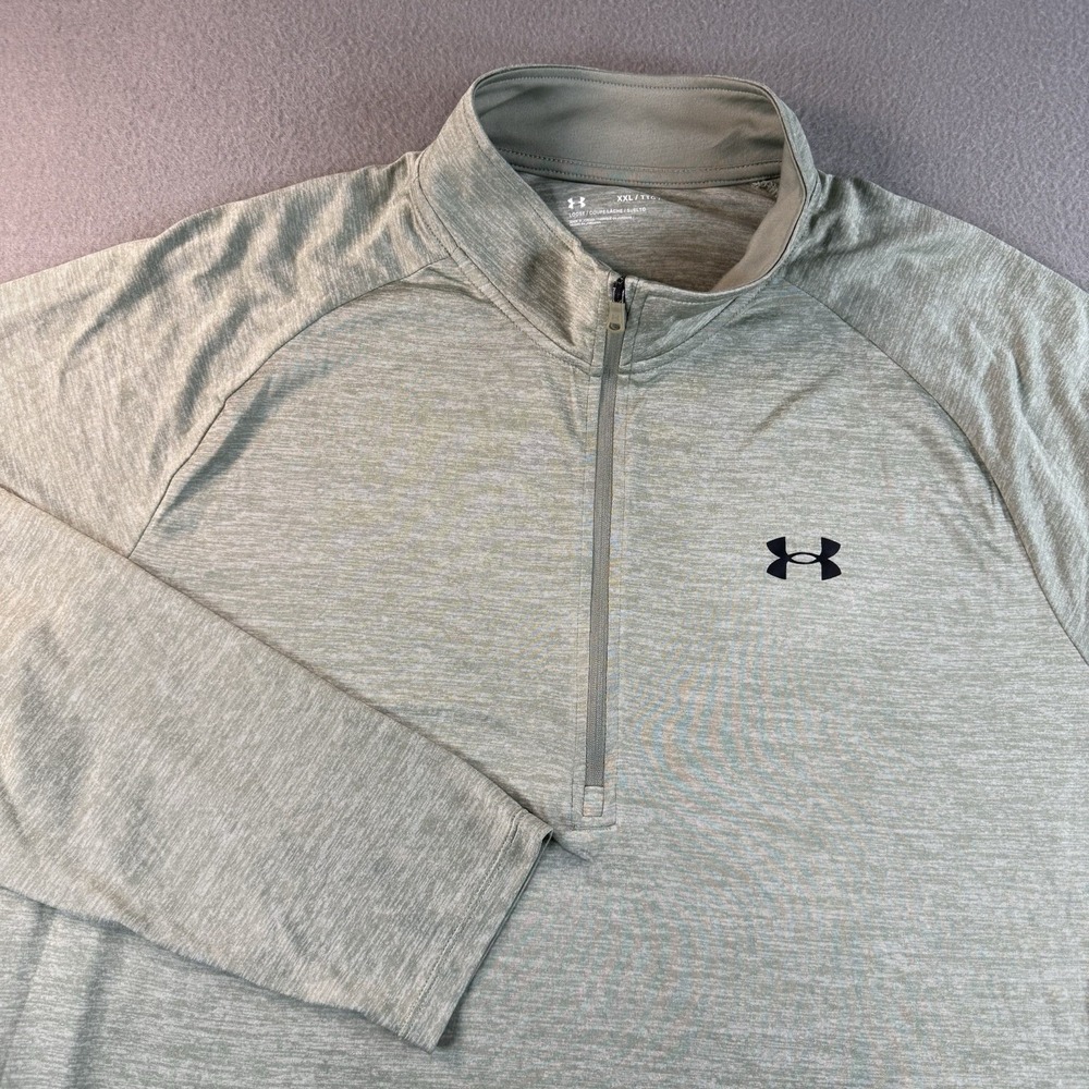 Under Armour Tech 2.0 1/2 Zip Pullover Mens XXL Green Heather Long Sleeve Active